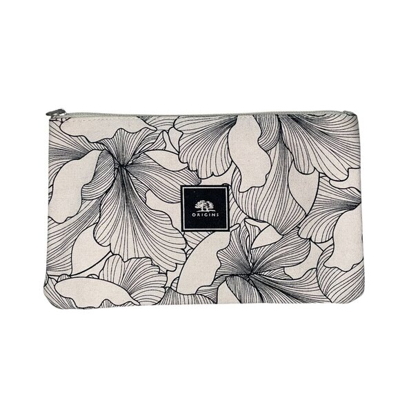 Origins Handbags - Origins Fabric Makeup Cosmetics Bag Used Black / Cream